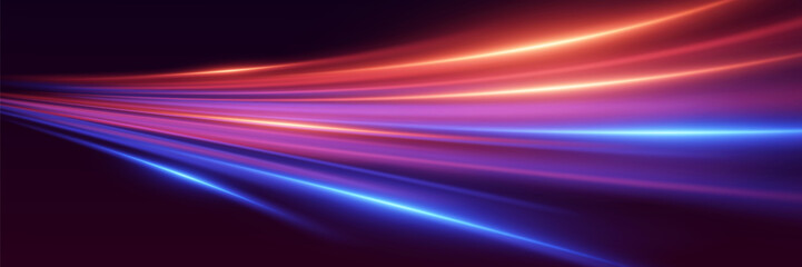 Light neon line of light, flash of trace and speed.