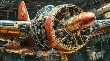 Industrial perspective: Repairing and servicing an aircraft engine directly on the wing.