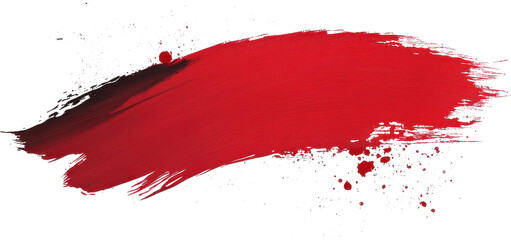 Dynamic red brushstroke with rough texture showcases vibrant artistic expression