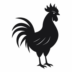 new rooster hen chicken silhouette vector icon on white background