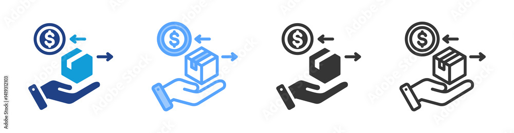 Poster selling icon set multiple style collection