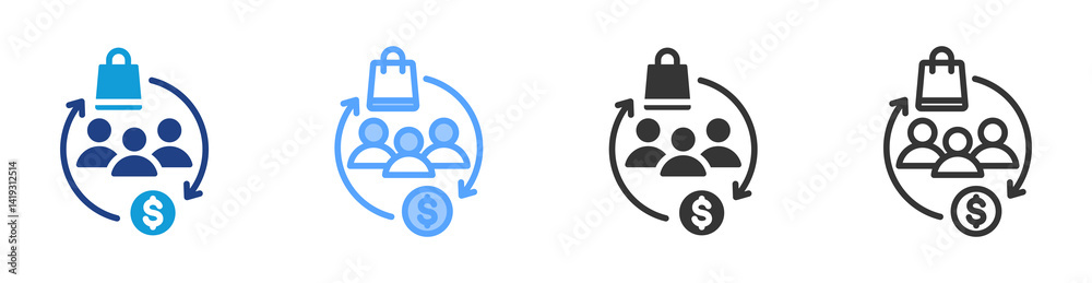 Poster customer icon set multiple style collection