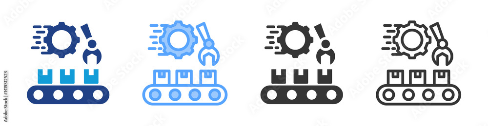 Poster manufacturing icon set multiple style collection