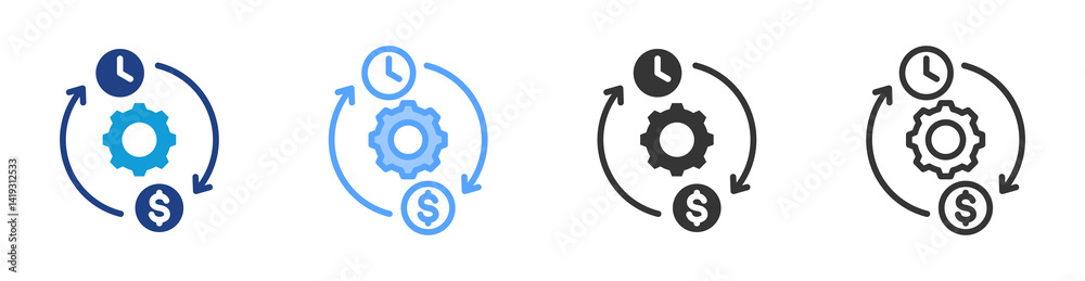 Poster Efficiency icon set multiple style collection