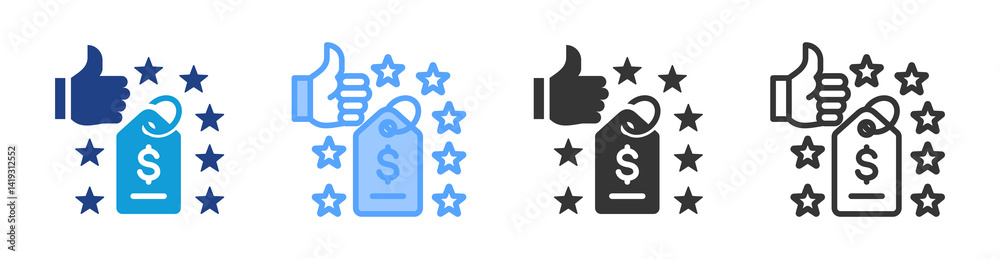 Poster Best Price icon set multiple style collection