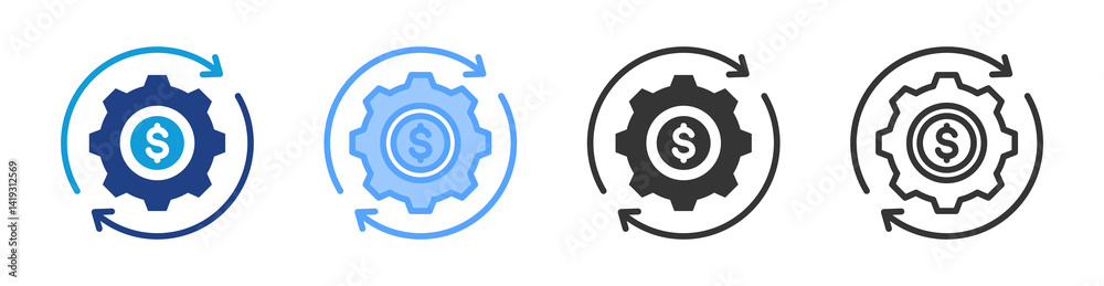 Poster Cost icon set multiple style collection