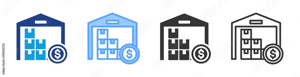 Poster storage coct icon set multiple style collection