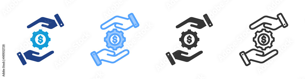 Poster Save Money icon set multiple style collection