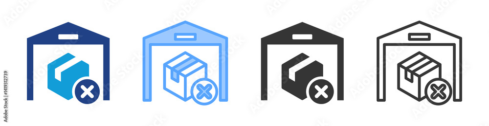 Poster Out Of Stock icon set multiple style collection