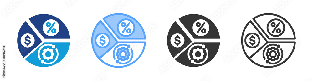 Poster Profit Margin icon set multiple style collection