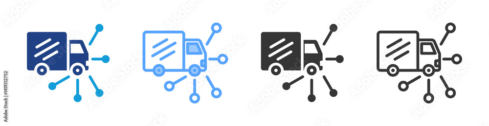 Poster Distribution icon set multiple style collection