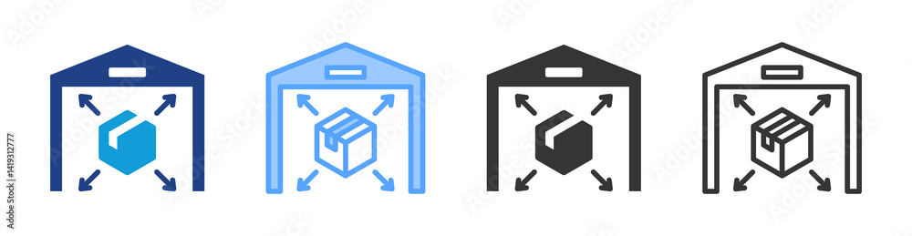 Poster storage capacity icon set multiple style collection