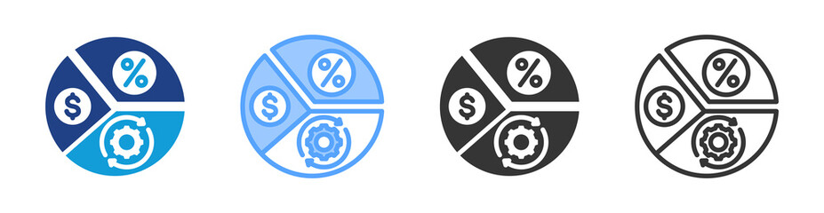 Profit Margin icon set multiple style collection