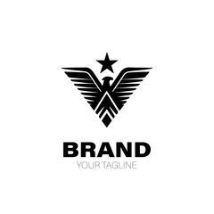 Star Eagle Logo. Star Eagle Logo Design. Star Eagle Logo Brand. Star Eagle Logo Vector Design Isolated on White Background
