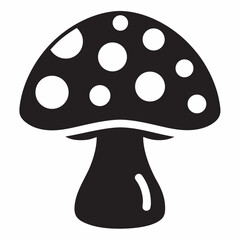 Black and white fly agaric mushroom illustration isolated on a white background
