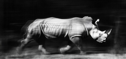 White Rhinoceros Walking Along Path in South Africa