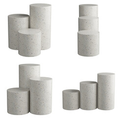 4 Set of Terrazzo Cylinder Podium - 3D Render - 2K