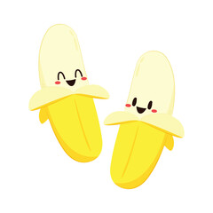 Banana cartoon vector. Banana on white background.