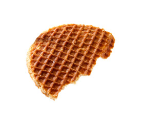 Piece of tasty waffle isolated on white
