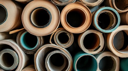 Paper rolls produced at a paper and cardboard plant, awaiting further processing.