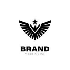Star Eagle Logo. Star Eagle Logo Design. Star Eagle Logo Brand. Star Eagle Logo Vector Design Isolated on White Background