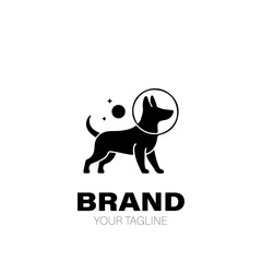 Space Dog Logo. Space Dog Logo Design. Space Dog Logo Brand. Space Dog Logo Vector Design Isolated on White Background