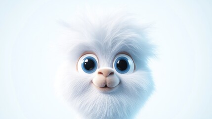 Obraz premium Fluffy white animal face, large eyes