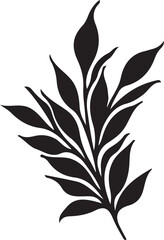 Fototapeta premium Minimalist Black Leaf Silhouette Branch Design on White Background 