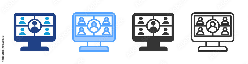 Poster Virtual Classrom icon set multiple style collection