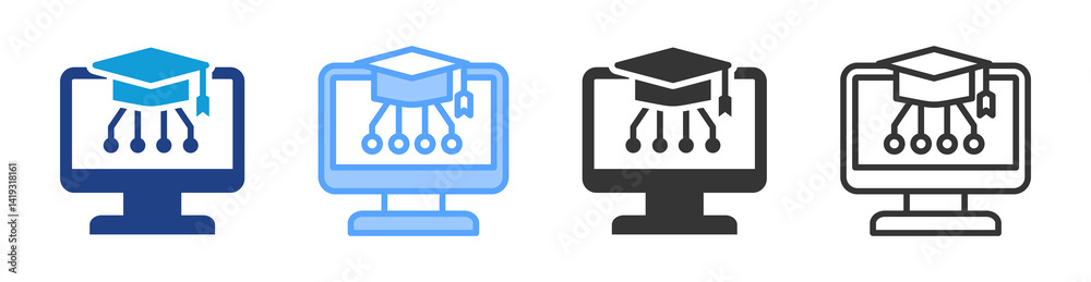 Poster Edtech icon set multiple style collection