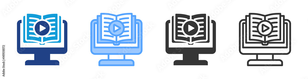 Poster educational content icon set multiple style collection