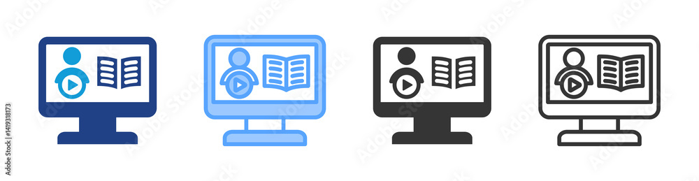 Poster Course Content icon set multiple style collection