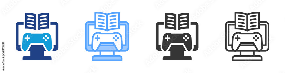 Poster Gamification icon set multiple style collection