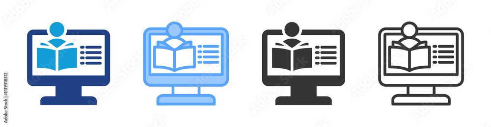 Poster Lesson icon set multiple style collection