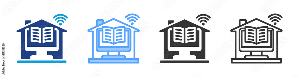 Poster homeschooling icon set multiple style collection