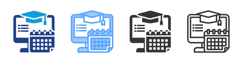 Curriculum icon set multiple style collection