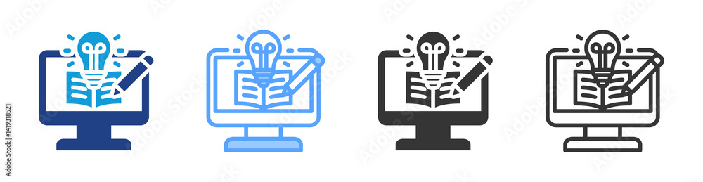 Aufkleber Instructional Design icon set multiple style collection
