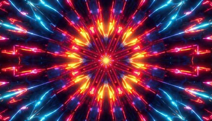 Naklejka premium Symmetrical kaleidoscope with radiating lines, visual art, kaleidoscope, math