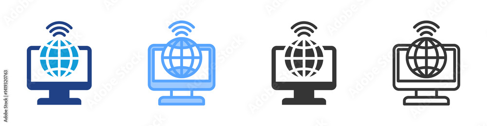 Poster Internet icon set multiple style collection