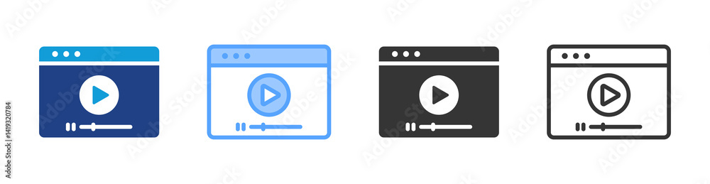 Poster video icon set multiple style collection