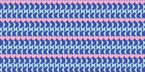 Seamless vector pattern. Geometric background with blue and pink waves