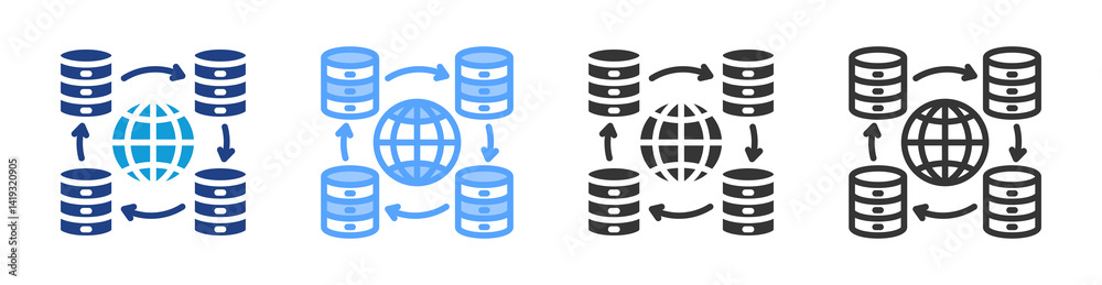 Poster Content Delivery Network icon set multiple style collection