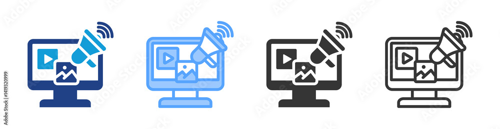 Poster Broadcast icon set multiple style collection