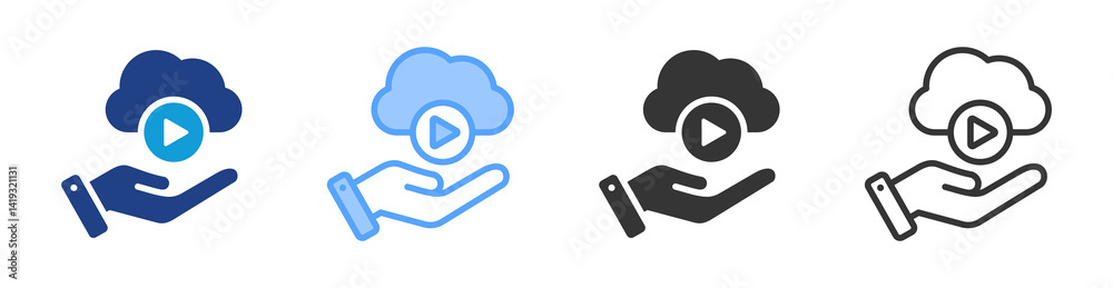 Aufkleber streaming service icon set multiple style collection
