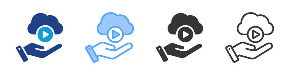 Streaming Service icon set multiple style collection