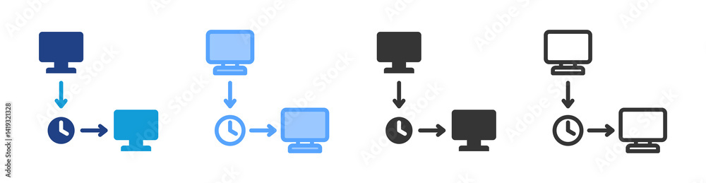 Poster Latency icon set multiple style collection