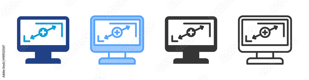 Poster Resolution icon set multiple style collection
