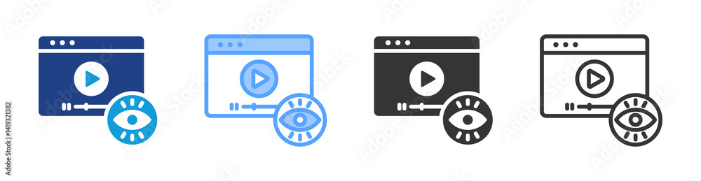 Poster free video icon set multiple style collection