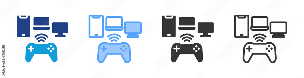 Aufkleber online game icon set multiple style collection
