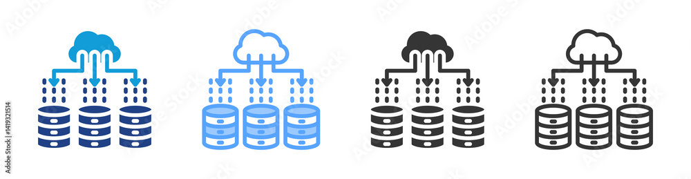 Aufkleber Data Packet icon set multiple style collection